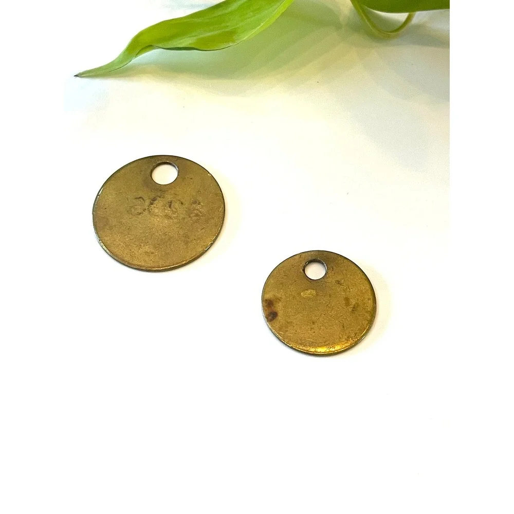 Vintage Brass Number Tags - Set of 2‎ - Stamped E 206